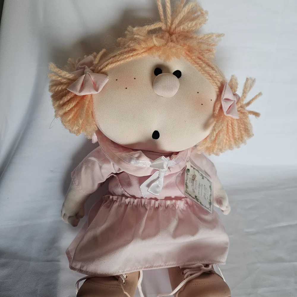 Vintage Plush Bumpkins ,Adorable Pink Doll with Dress